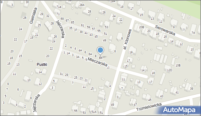 Wrocław, Mleczarska, 8A, mapa Wrocławia