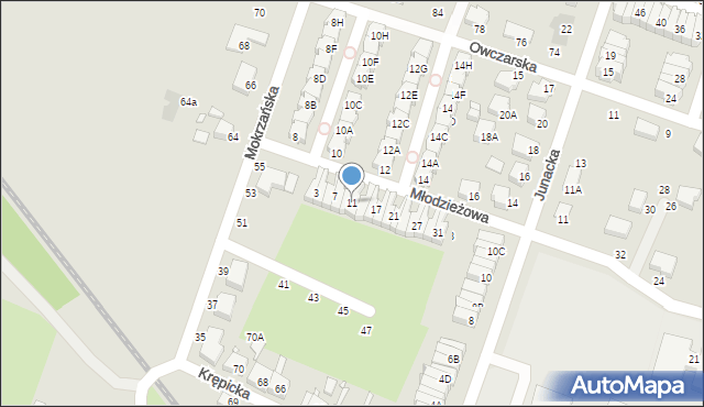 Wrocław, Młodzieżowa, 11, mapa Wrocławia