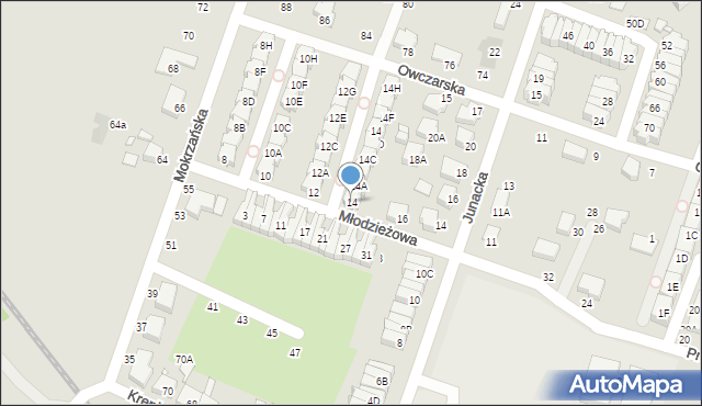 Wrocław, Młodzieżowa, 14, mapa Wrocławia