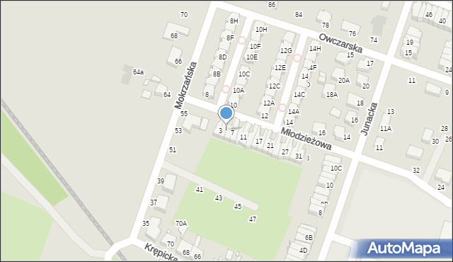 Wrocław, Młodzieżowa, 5, mapa Wrocławia