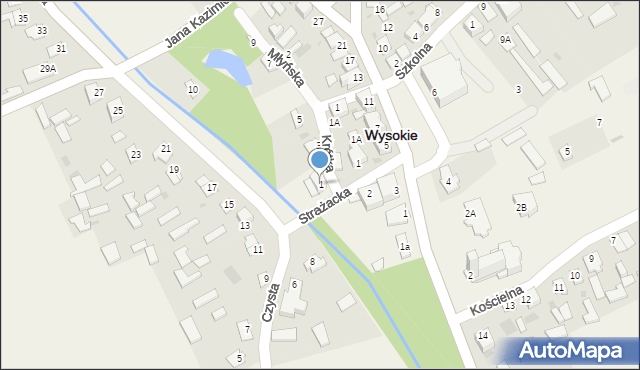Wysokie, Młyńska, 1, mapa Wysokie