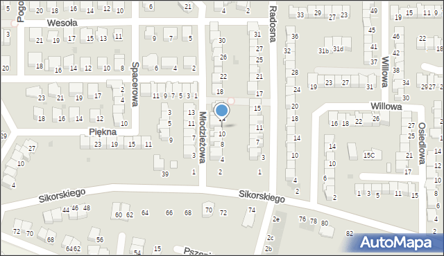 Wyszków, Młodzieżowa, 12, mapa Wyszków
