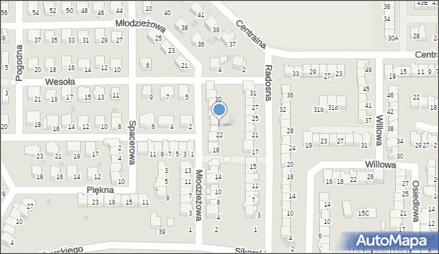 Wyszków, Młodzieżowa, 24, mapa Wyszków