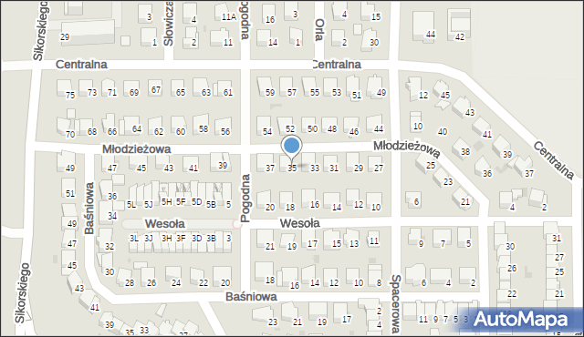 Wyszków, Młodzieżowa, 35, mapa Wyszków