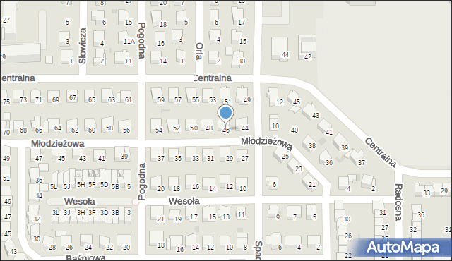 Wyszków, Młodzieżowa, 46, mapa Wyszków