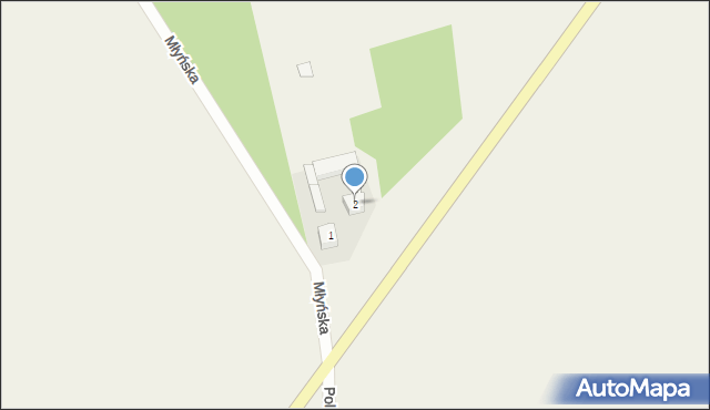 Zakrzewo, Młyńska, 2, mapa Zakrzewo