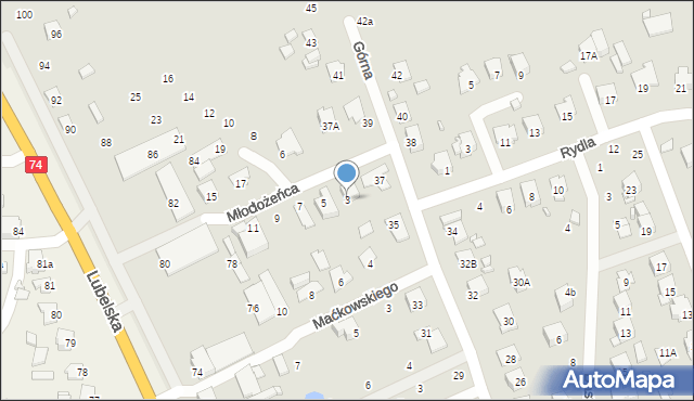 Zamość, Młodożeńca Stanisława, 3, mapa Zamościa