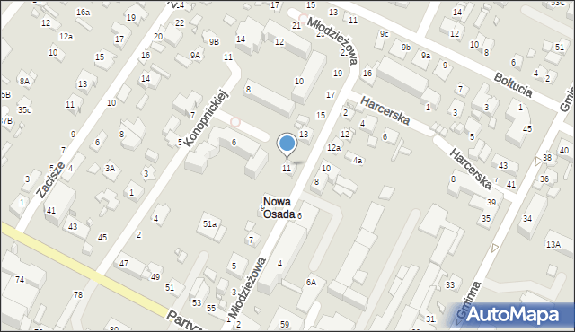 Zamość, Młodzieżowa, 11, mapa Zamościa