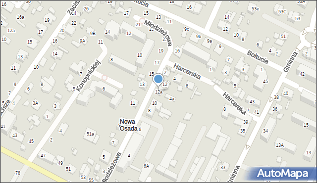 Zamość, Młodzieżowa, 12a, mapa Zamościa