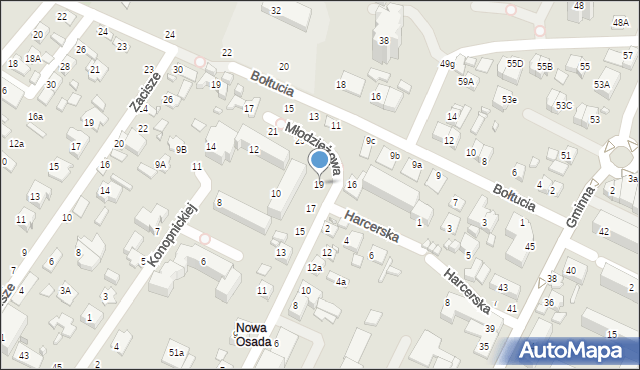 Zamość, Młodzieżowa, 19, mapa Zamościa