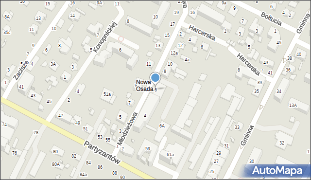 Zamość, Młodzieżowa, 6, mapa Zamościa