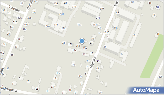 Zamość, Młyńska, 15b, mapa Zamościa