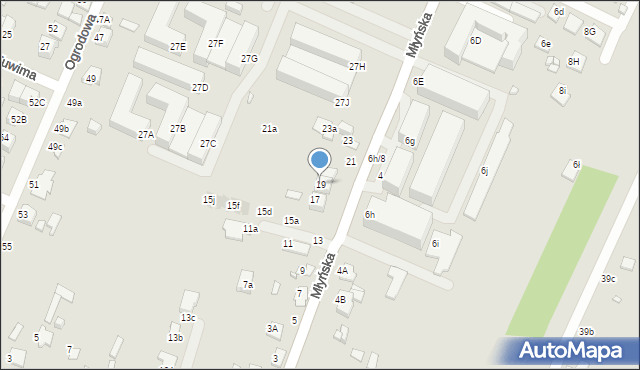 Zamość, Młyńska, 19, mapa Zamościa