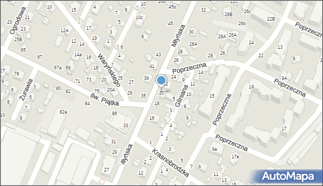 Zamość, Młyńska, 20, mapa Zamościa