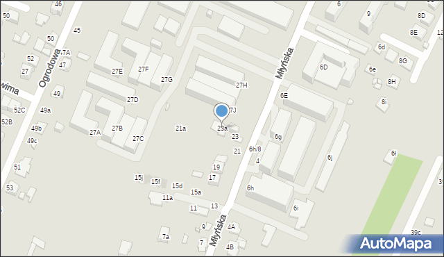 Zamość, Młyńska, 23a, mapa Zamościa