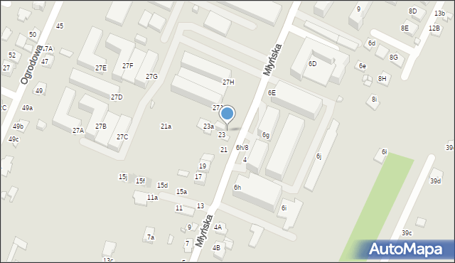 Zamość, Młyńska, 23b, mapa Zamościa