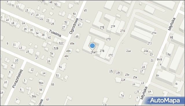 Zamość, Młyńska, 27A, mapa Zamościa