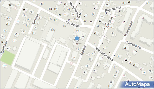 Zamość, Młyńska, 31, mapa Zamościa