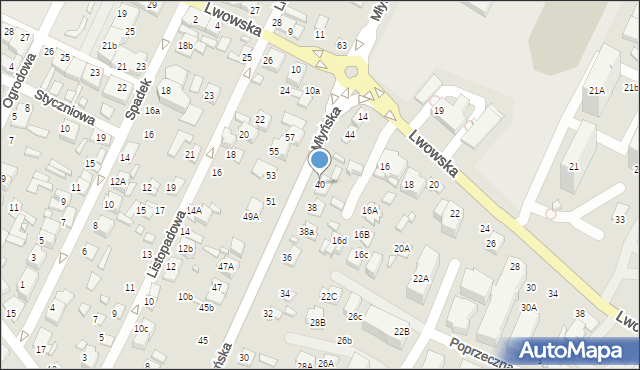 Zamość, Młyńska, 40, mapa Zamościa