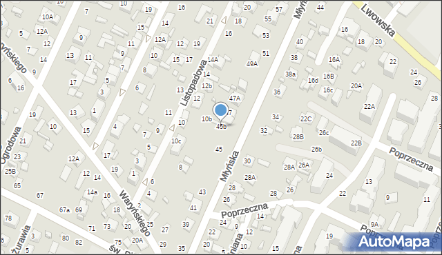 Zamość, Młyńska, 45b, mapa Zamościa