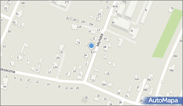 Zamość, Młyńska, 5, mapa Zamościa