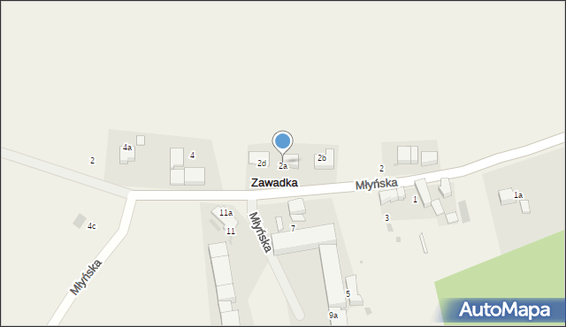 Zawadka, Młyńska, 2a, mapa Zawadka