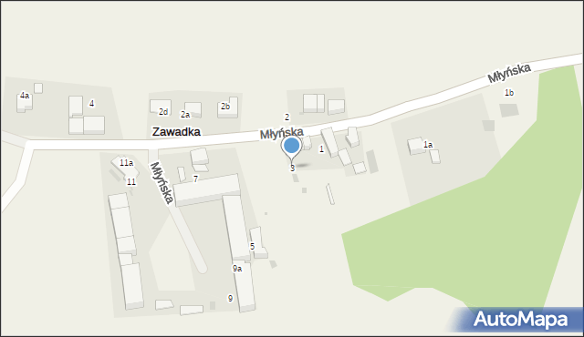 Zawadka, Młyńska, 3, mapa Zawadka