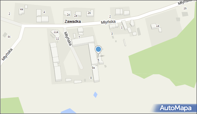 Zawadka, Młyńska, 5a, mapa Zawadka