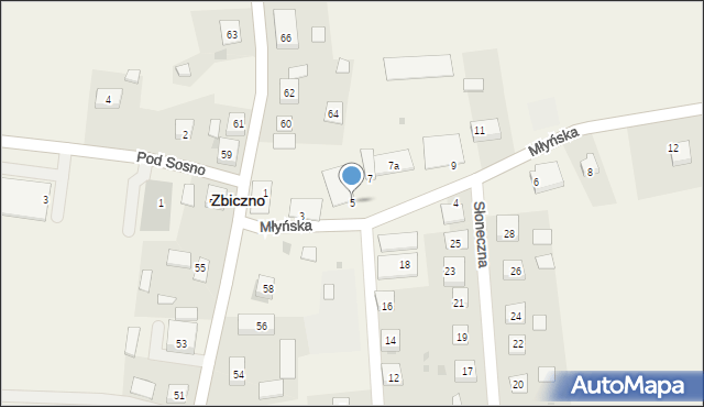 Zbiczno, Młyńska, 5, mapa Zbiczno