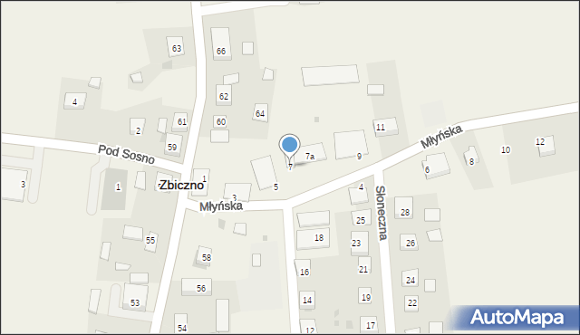 Zbiczno, Młyńska, 7, mapa Zbiczno