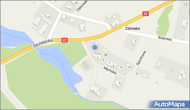 Zdroisko, Młyńska, 3A, mapa Zdroisko