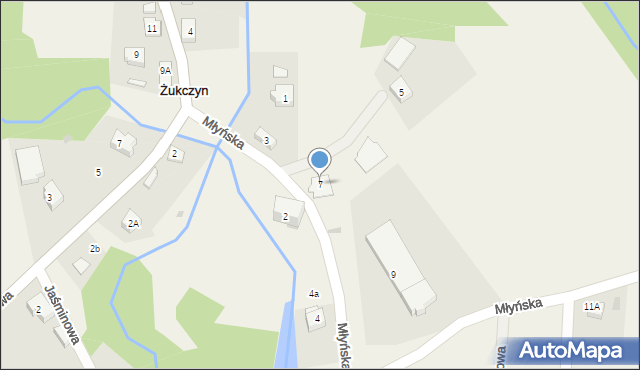 Żukczyn, Młyńska, 7, mapa Żukczyn