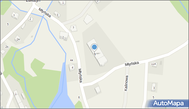 Żukczyn, Młyńska, 9, mapa Żukczyn