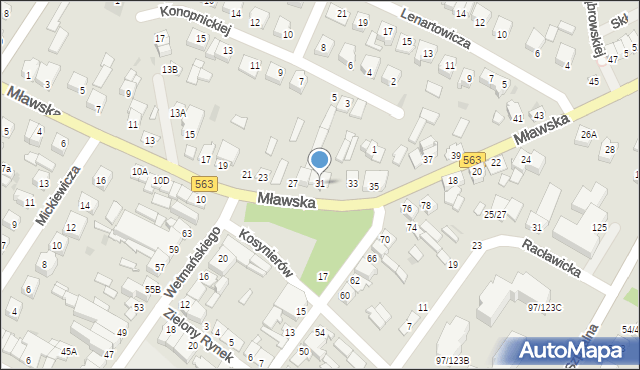 Żuromin, Mławska, 31, mapa Żuromin
