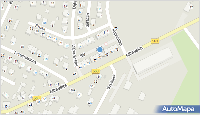 Żuromin, Mławska, 61, mapa Żuromin