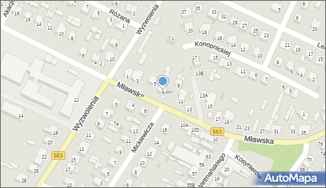 Żuromin, Mławska, 7, mapa Żuromin