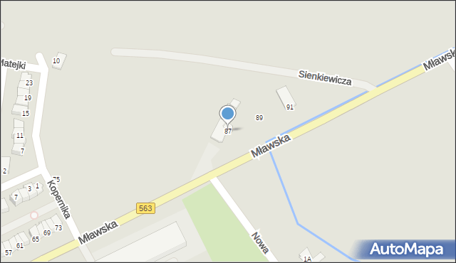 Żuromin, Mławska, 87, mapa Żuromin