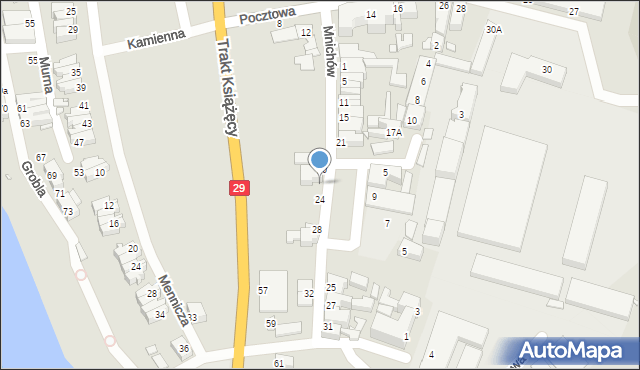 Krosno Odrzańskie, Mnichów, 22, mapa Krosno Odrzańskie