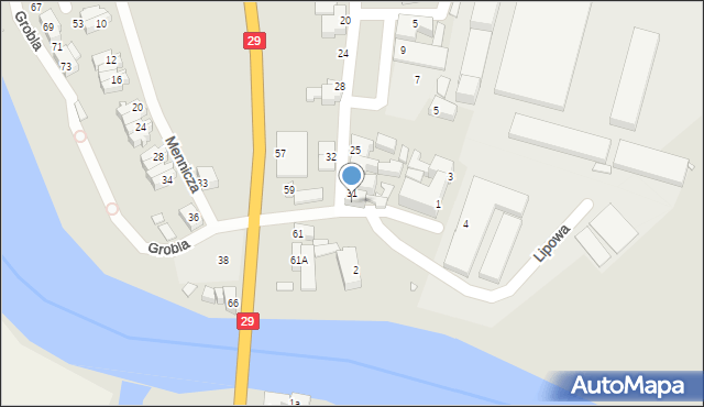 Krosno Odrzańskie, Mnichów, 33, mapa Krosno Odrzańskie