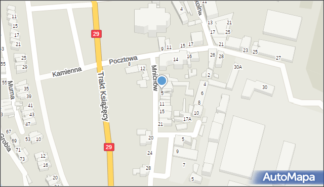 Krosno Odrzańskie, Mnichów, 5, mapa Krosno Odrzańskie