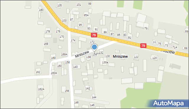 Mniszew, Mniszew, 134, mapa Mniszew