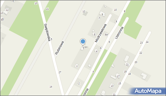Anielin Swędowski, Modrzewiowa, 3, mapa Anielin Swędowski