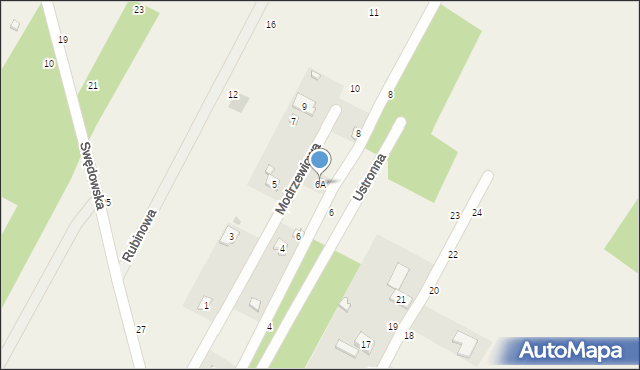 Anielin Swędowski, Modrzewiowa, 6A, mapa Anielin Swędowski