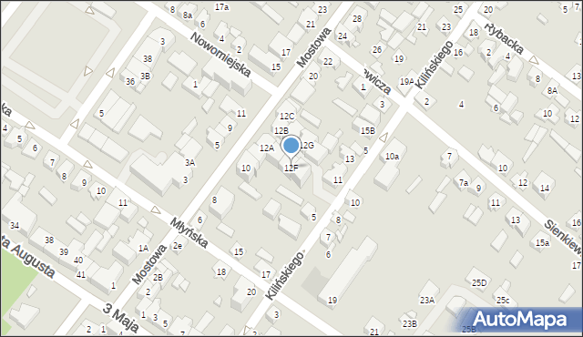 Augustów, Mostowa, 12F, mapa Augustów