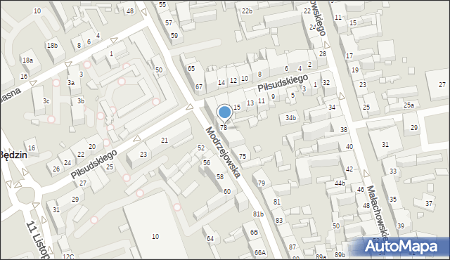 Będzin, Modrzejowska, 73a, mapa Będzin