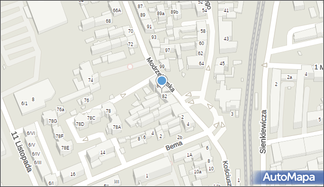 Będzin, Modrzejowska, 82a, mapa Będzin