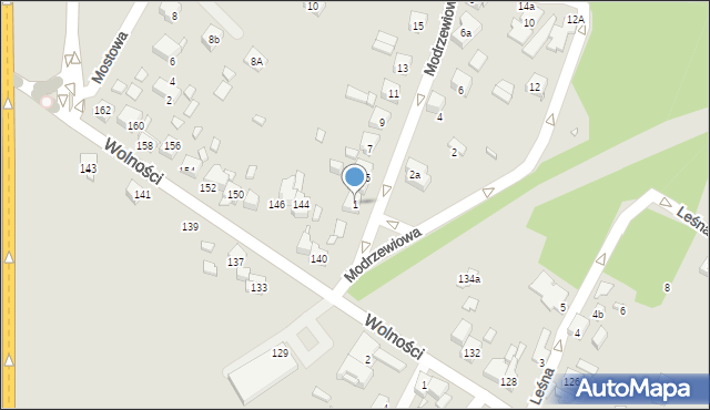 Będzin, Modrzewiowa, 1, mapa Będzin