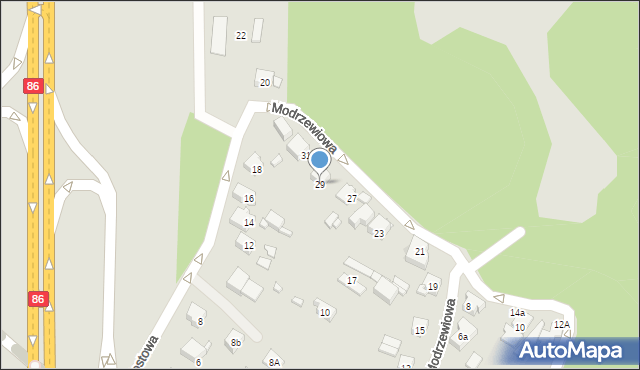 Będzin, Modrzewiowa, 29, mapa Będzin