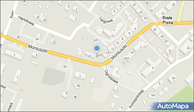 Biała Piska, Moniuszki Stanisława, 18, mapa Biała Piska