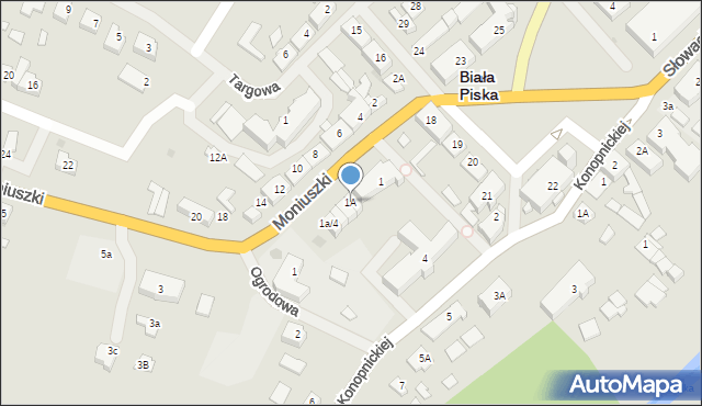 Biała Piska, Moniuszki Stanisława, 1A, mapa Biała Piska